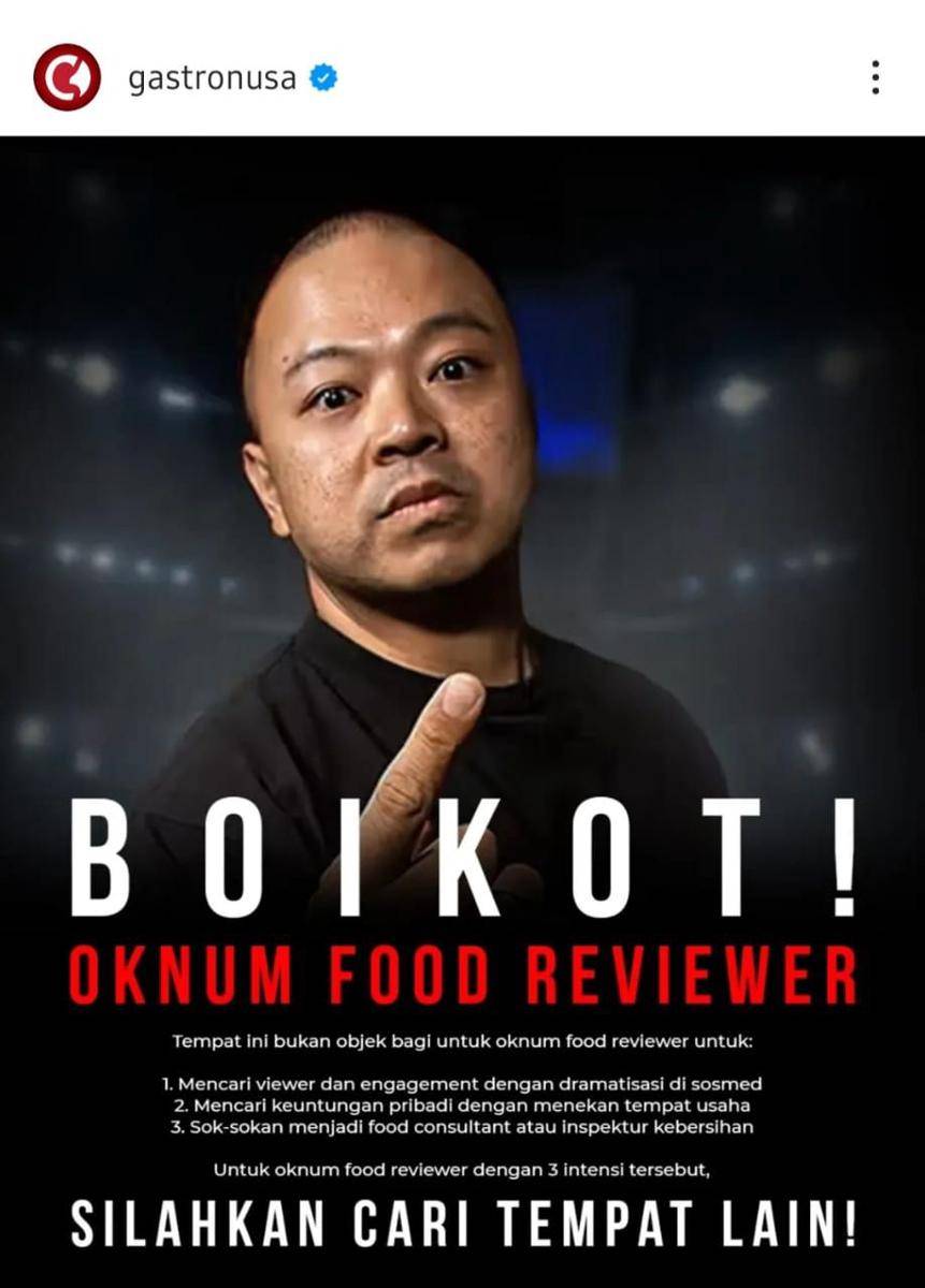 Postingan Boikot Oknum Food Reviewer (instagram.com/gastronesia)