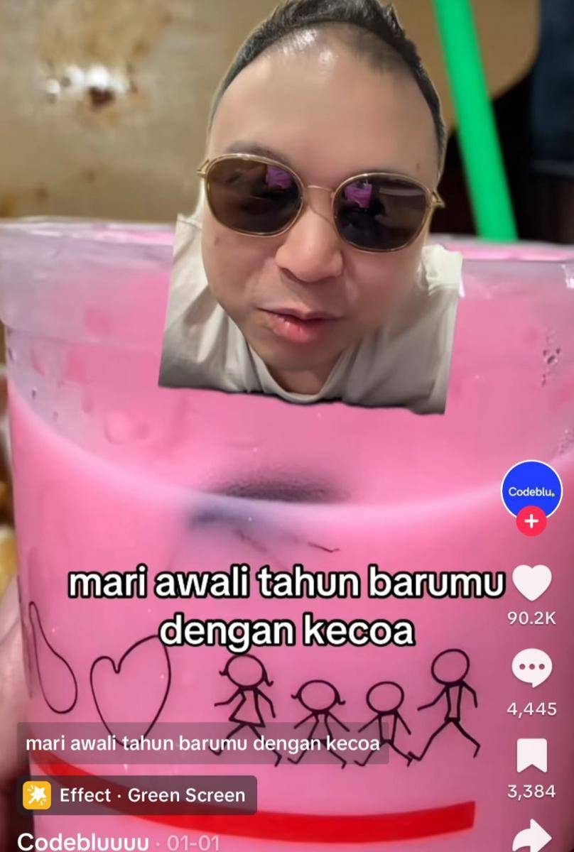 Postingan Codeblu mengenai minuman Richeese (tiktok.com/@codebluuu)
