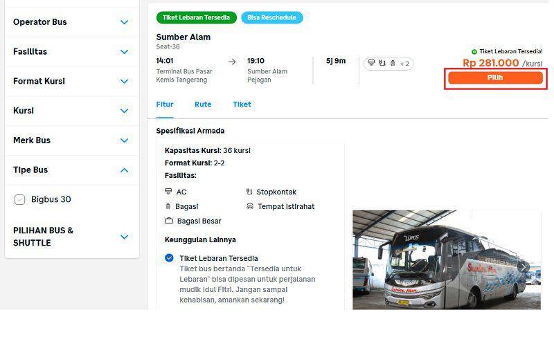 cara pesan tiket bus lebaran di Traveloka (dok. pribadi/Jubaedah Haryani)