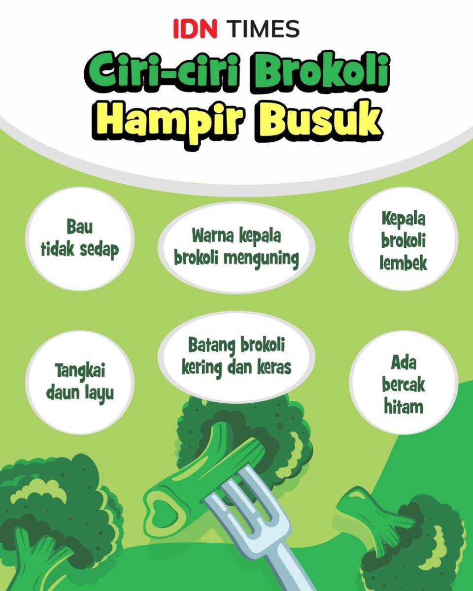 Infografis ciri-ciri brokoli yang hampir busuk (IDN Times/Sukma Mardya Shakti)