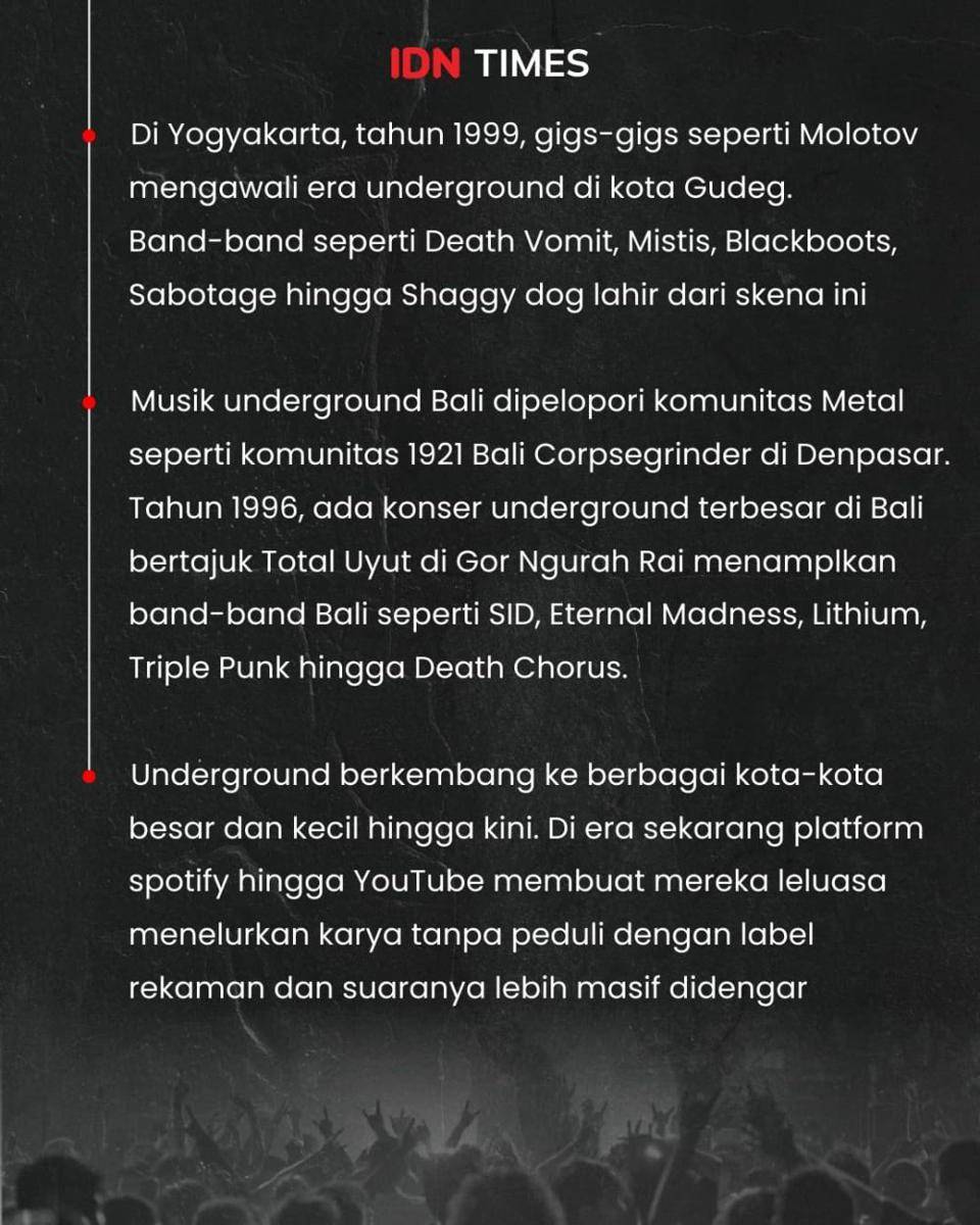 Infografis sejarah perkembangan musik underground di Indonesia (IDN Times/Mardya Shakti)
