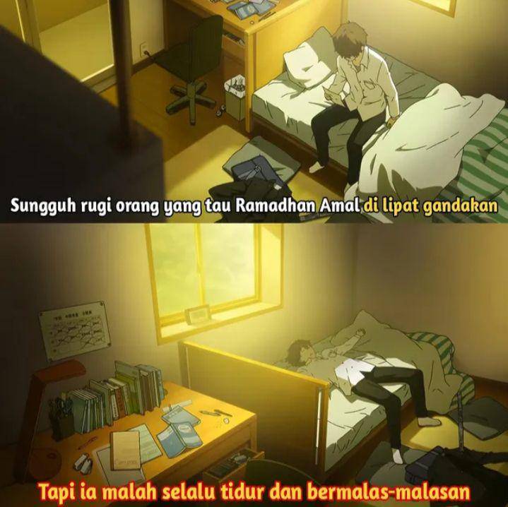 meme tidur saat puasa (instagram.com/memeanime.indonesia)