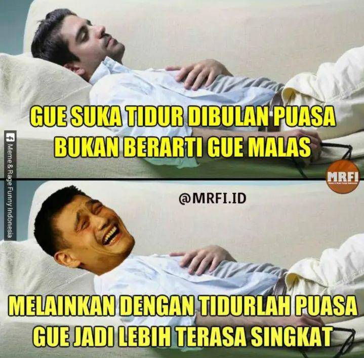 meme tidur saat puasa (facebook.com/Meme & Rage Funny Indonesia)