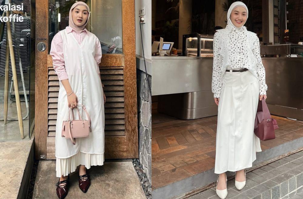 8 Ide OOTD Bukber Pakai Rok ala Thafanya Sabila, Tampil Anggun!