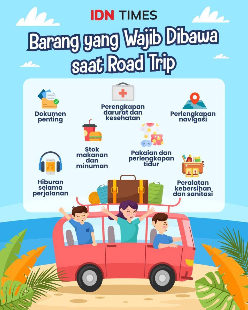 Infografis barang yang wajib dibawa saat road trip (IDN Times/Sukma Mardya Shakti)