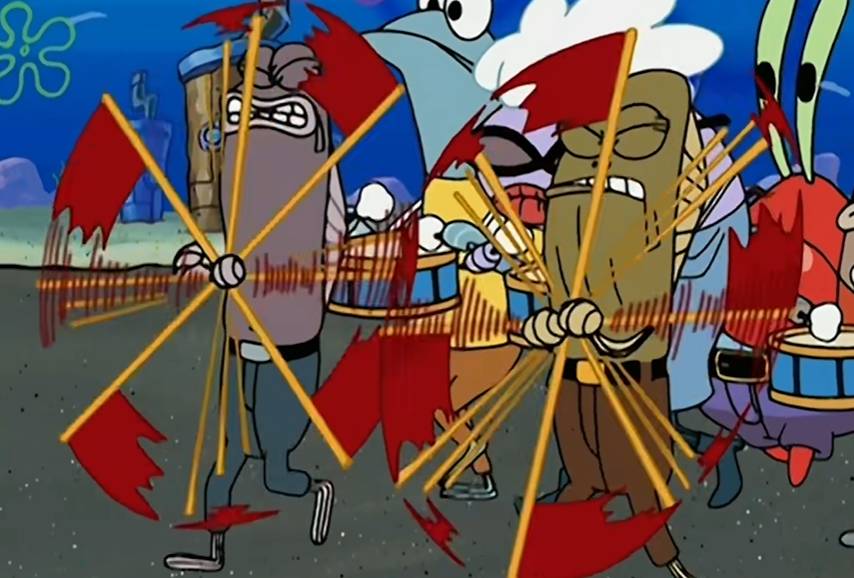 cuplikan pemain bendera memutar bendera (dok. Nickelodeon Animation Studio/Spongebob Squarepants)