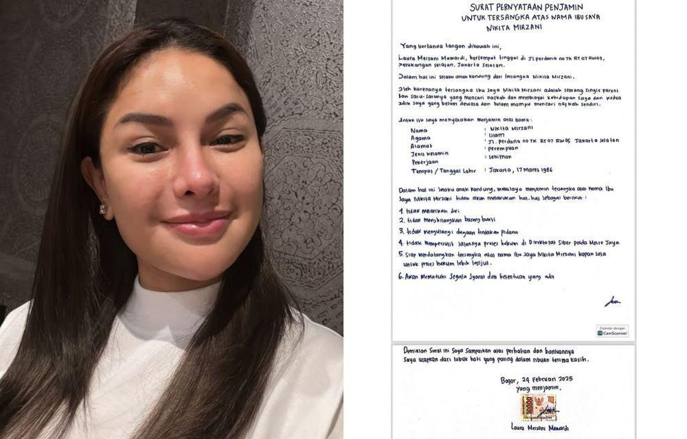 Laura Tulis Surat Penjamin, Minta Nikita Mirzani Tidak Ditahan Polisi