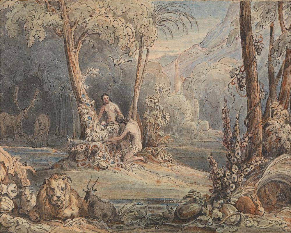 ilustrasi Adam dan Hawa di bawah pohon terlarang (commons.wikimedia.org/wiki/John Martin)