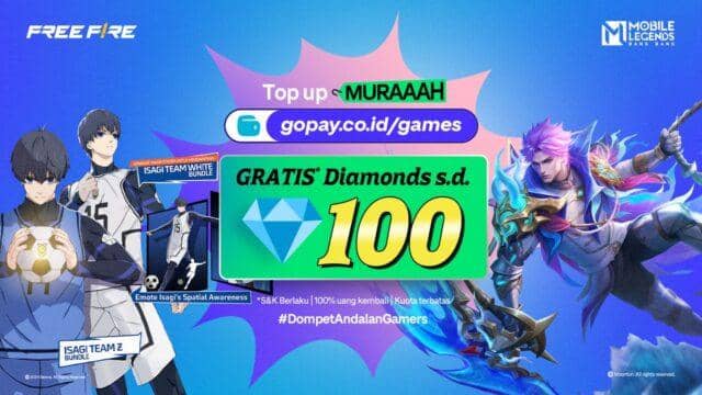 Promo Gratis Diamonds Mobile Legends: Bang Bang & Free Fire di GoPay Games!