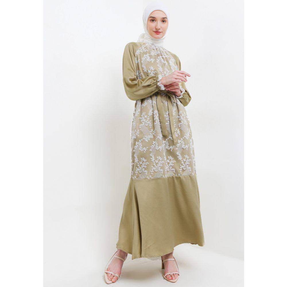 MFMW - Gamis Brukat Olive (shopee.co.id/MFMW Official Shop)