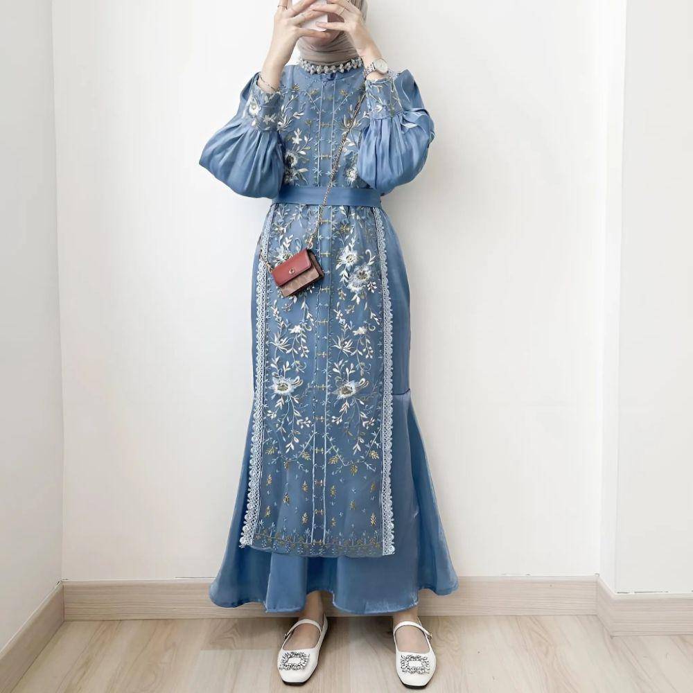 DEMEN OUTFIT - Gamis Silk Premium Mix Brukat (shopee.co.id/DEMEN OUTFIT Official Shop)