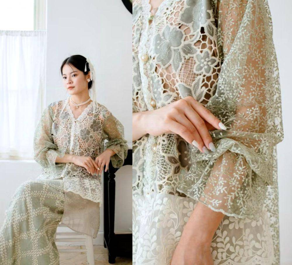 rekomendasi outer brokat untuk gamis lebaran 2025 (Shopee.com/ABINAYA Official Shop)