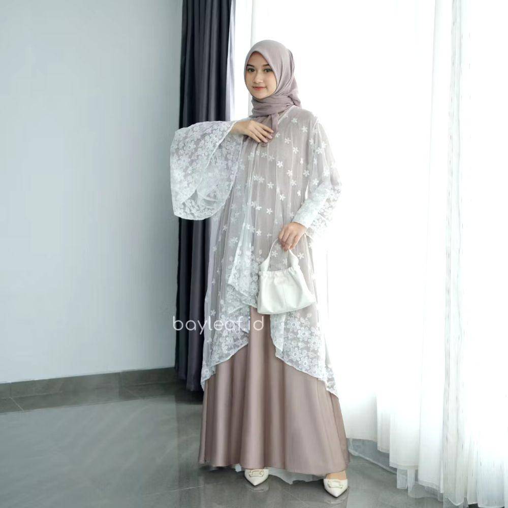 rekomendasi outer brokat untuk gamis lebaran 2025 (Shopee.com/Byleaf.id Official Shop)