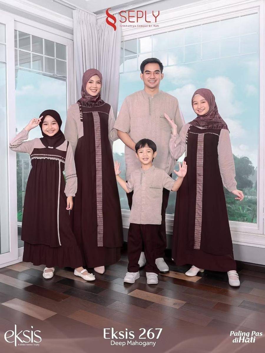 baju lebaran keluarga cokelat mahogany (shopee.co.id/Firryou Collection)