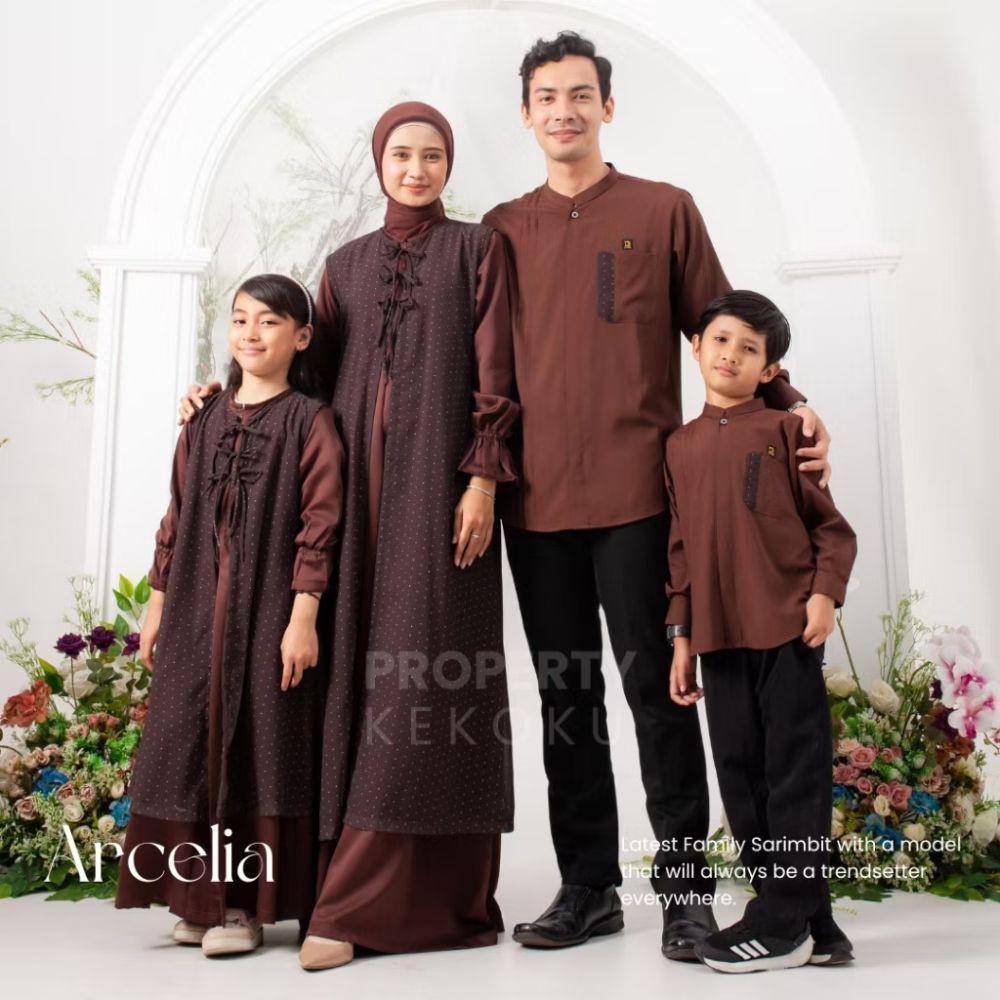 baju lebaran keluarga cokelat mahogany (shopee.co.id/Kekoku Official Store)
