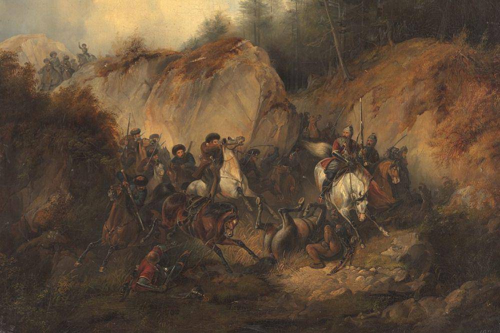 ilustrasi pertempuran antara bangsa Cossack dan bangsa Circassians (commons.wikimedia.org/Heinrich Ambros Eckert