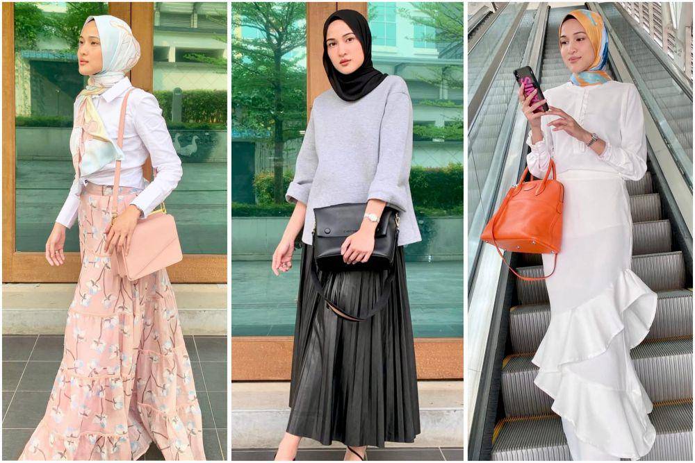 potret ide OOTD hijab bergaya kasual dan feminin ala Hanis Zalikha (instagram.com/haniszalikha)