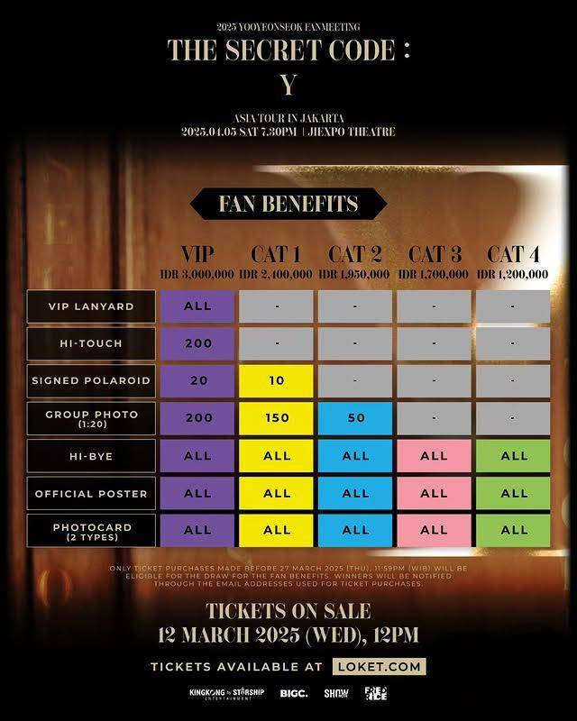 harga tiket fan meeting Yoo Yeon Seok di Jakarta 2025 dan cara belinya (Instagram.com/friedrice.live)
