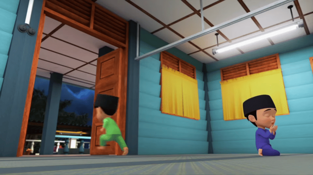 Fizi berdoa dengan khusyuk (dok. LCP/ Upin & Ipin)