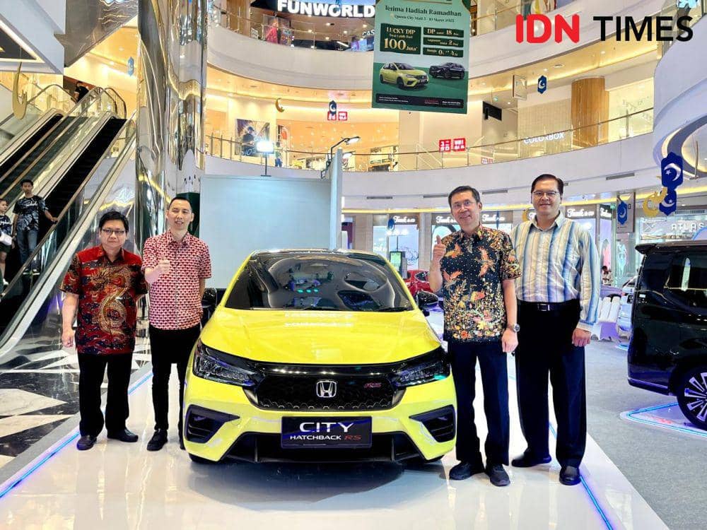 Honda Auto Expo memamerkan New Honda City Hatchback RS yang diluncurkan pada bulan Januari 2025 lalu. (IDN Times/Anggun Puspitoningrum)
