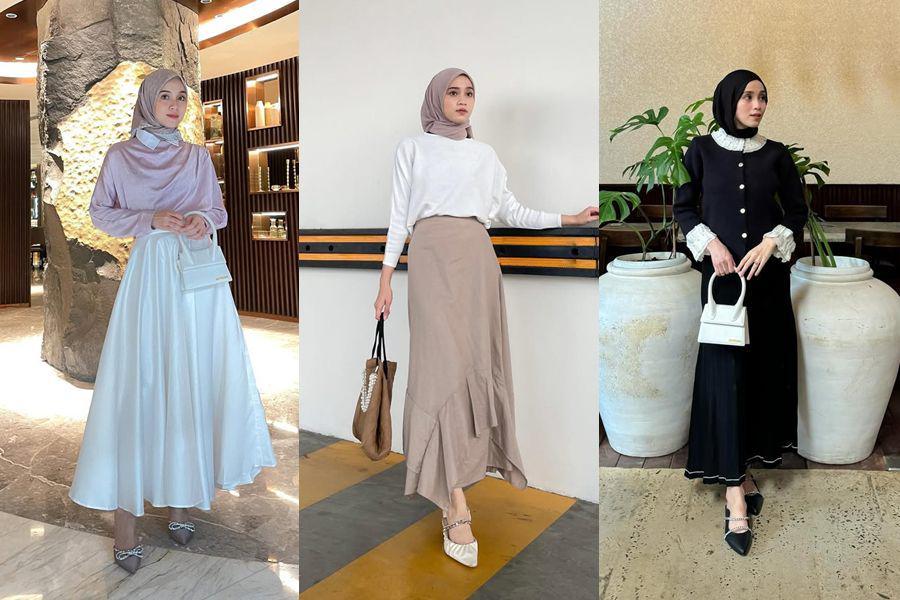 12 Gaya Hijab Feminin ala Vina Maulina, Anggun nan Memesona