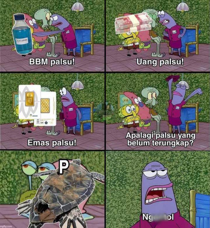 meme patung penyu dari kardus (instagram.com/lawakscience)
