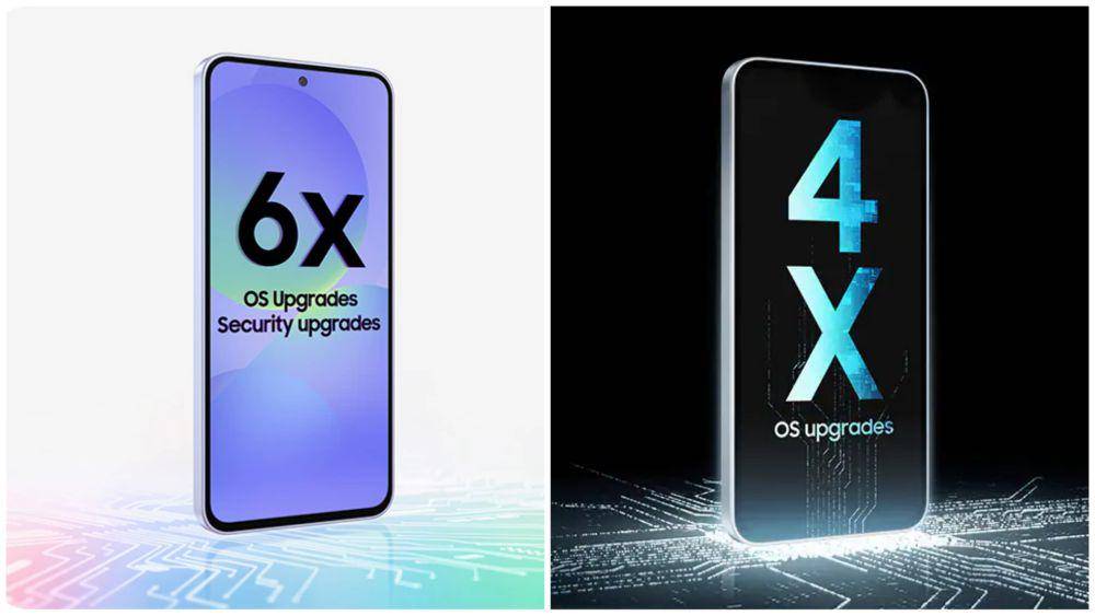 ilustrasi software update 6 generasi untuk Samsung Galaxy A56 5G (kiri) dan 4 generasi untuk Samsung

Galaxy A55 5G (kanan) (samsung.com)