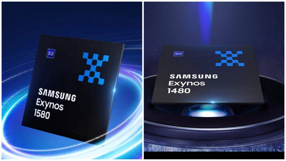 ilustrasi prosesor Exynos 1580 (kiri) dan Exynos 1480 (kanan) (samsung.com)