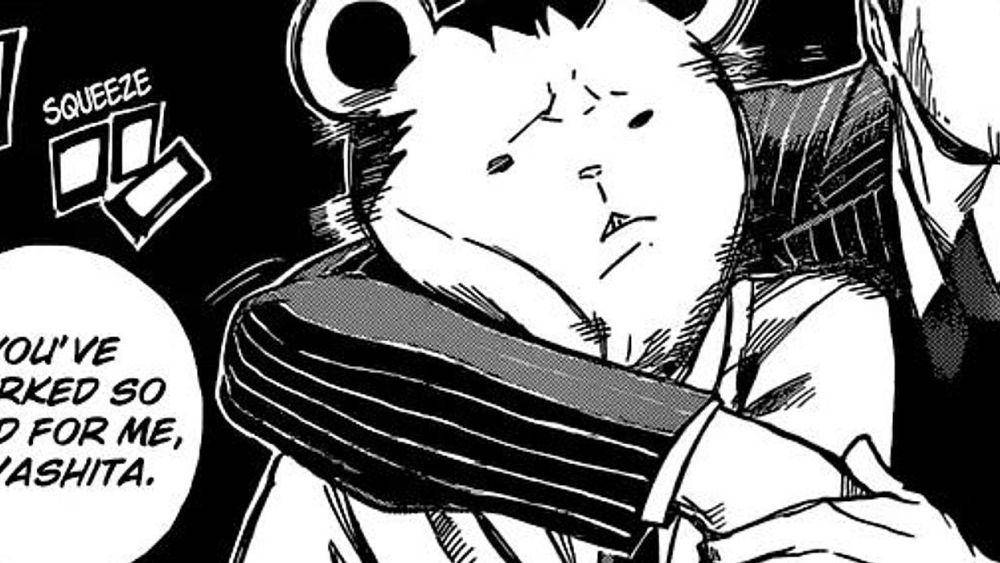 Re-Destro mencekik Miyashita. (dok. Shueisha/My Hero Academia)