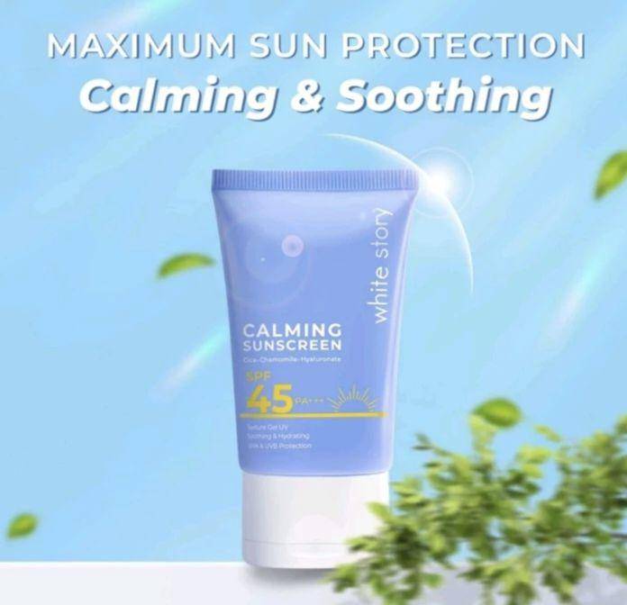 White Story Calming Sunscreen SPF 45 PA+++ (tokopedia.com/Halim Max Shop)