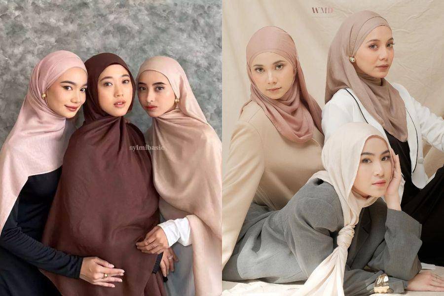 Hijab Viscose Lebaran 2025. (shopee.co.id/Sylmibasic | shopee.co.id/WMD Fashion Official Shop)