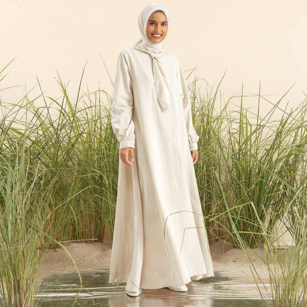 Lozy Hijab - Flora Dress Linen (shopee.co.id/Lozy Hijab Official Shop)
