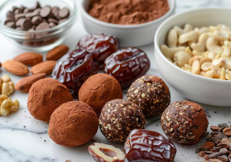 ilustrasi chocolate dates truffle (vecteezy.com/cherrita2107163532)