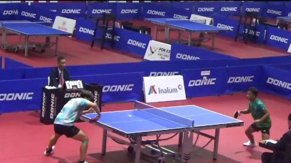 Atlet Tenis Meja Lampung saat bertanding di PON Aceh-Sumut 2024. (IDN Times/istmewa)
