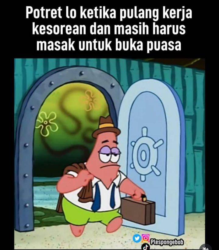 meme pegawai saat Ramadan (instagram.com/plespongebob)