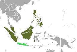 ilustrasi peta persebaran musang tenggalung (commons.wikimedia.org/Chermundy)