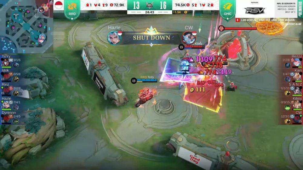 Momen Irithel dari Toyy gocek pasukan ONIC Esports di game pertama (YouTube.com/MPL Indonesia)
