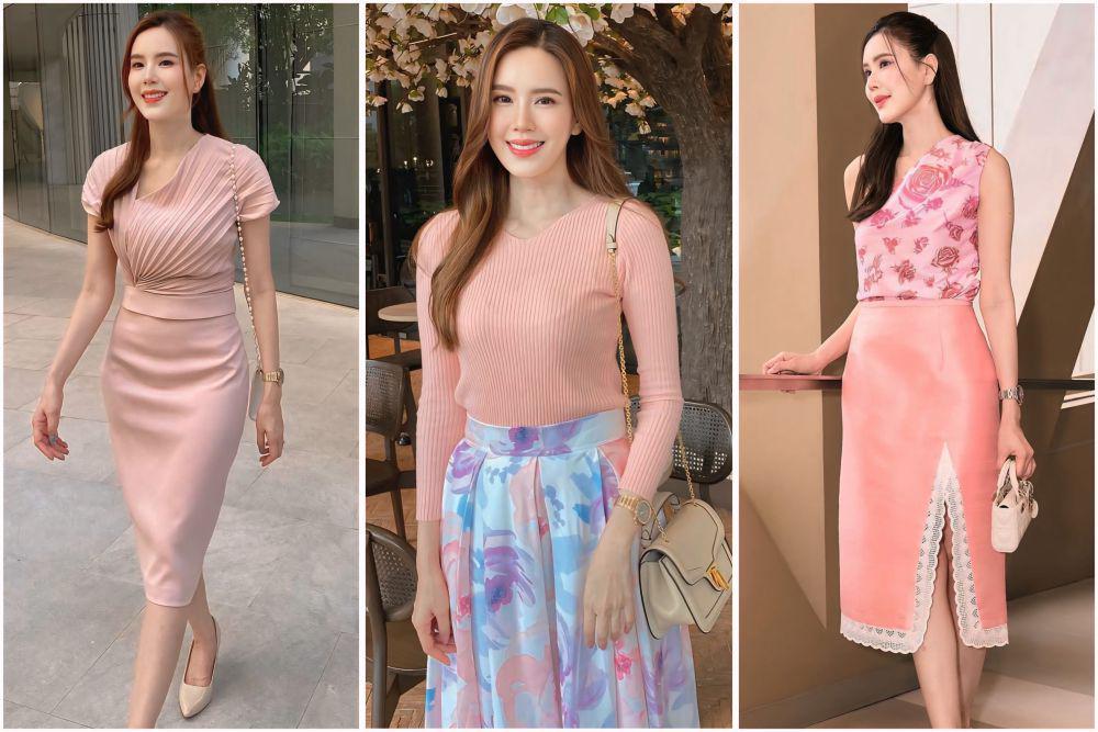 8 Ide Daily Outfit Serba Dress Pink ala Jeab Pijittra, So Pretty!