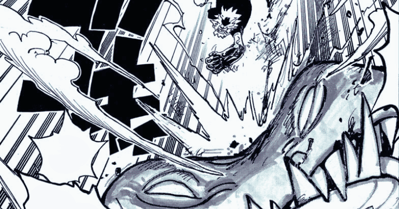 Jaguar D. Saul mengalahkan Jormundgandr. (mangaplus.shueisha.co.jp/One Piece)