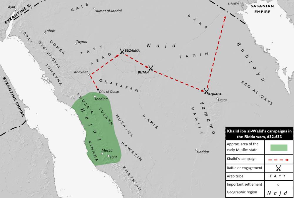 Peta Perang Riddah (commons.wikimedia.org/Al Ameer son)