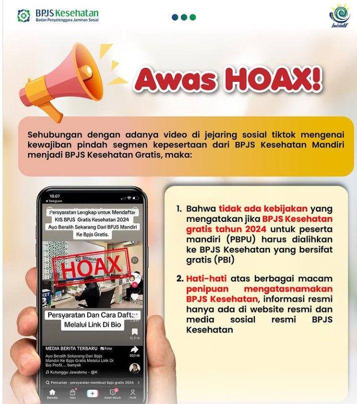 Tidak ada kebijakan BPJS Kesehatan pindah dari Mandiri harus dialihkan ke gratis. (Dok/ instagram @bpjskesehatan_RI).