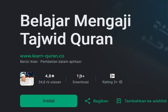 Aplikasi Learn Quran Tajwid (Play.google.com/Learn Quran Tajwid