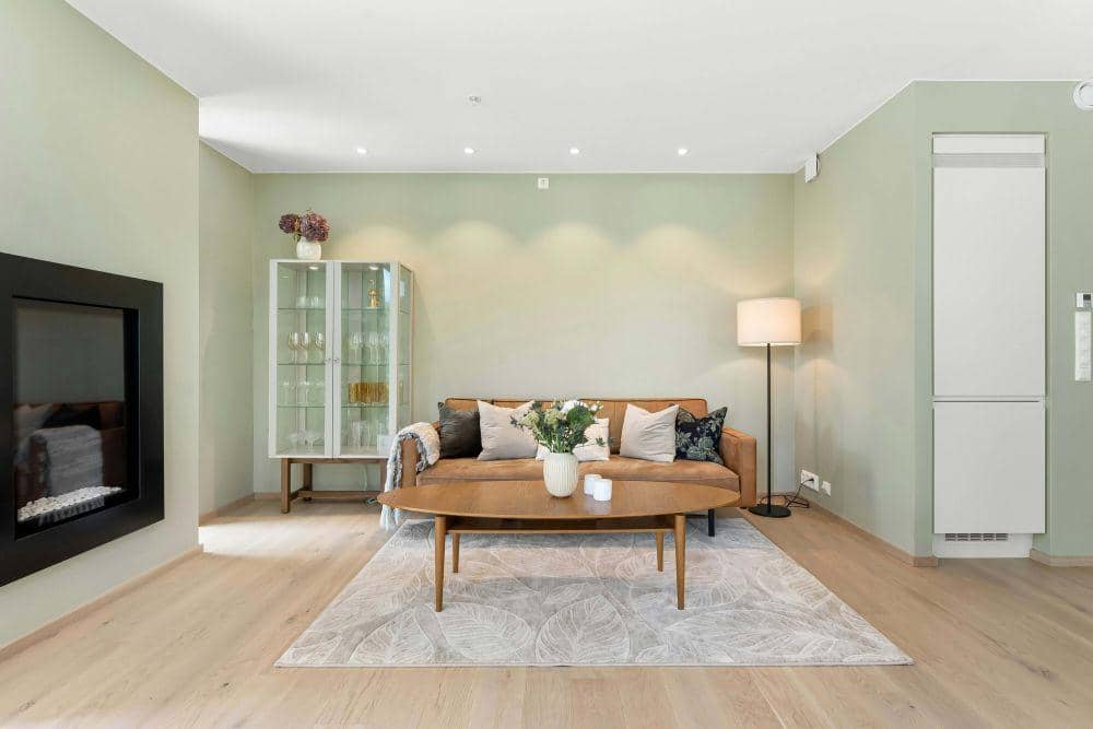 inspirasi ruang tamu dengan cat dinding warna hijau (unsplash.com/Lisa Anna)