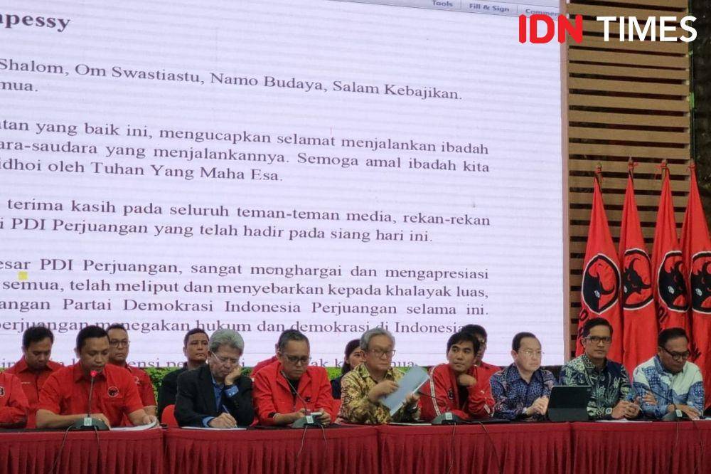 Konferensi pers DPP PDIP dan tim kuasa hukum jelang Sekjen PDIP, Hasto Kristiyanto sidang kasus suap (IDN Times/Ilman Nafi'an)