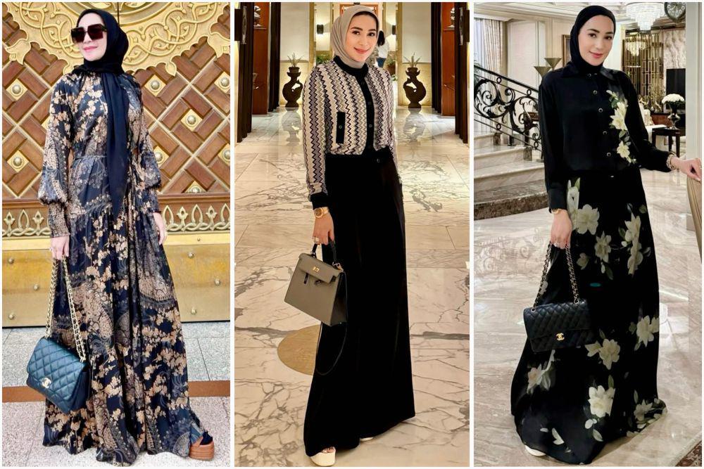 7 OOTD Hijab Bukber Nuansa Hitam ala Erin Taulany, Gamis hingga Dress!