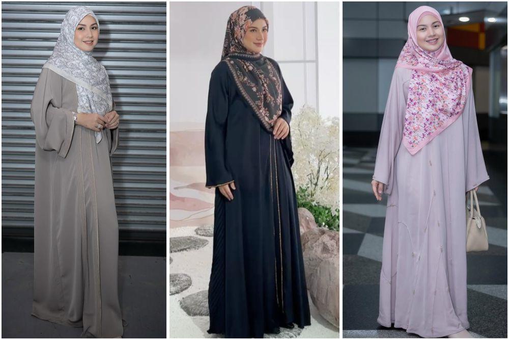 7 Ide Styling Dress Polos dengan Hijab Motif ala Lisa Surihani