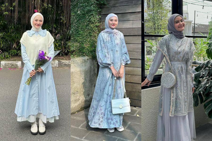 Gamis powder blue (instagram.com/helwabashee | instagram.com/intanghazll_ | instagram.com/intanghazll_)