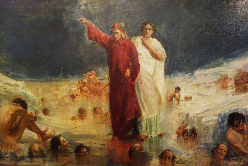ilustrasi Dante sedang melakukan perjalanan menuju surga (commons.wikimedia.org/wiki/Pedro Alcántara Quijano Montero)