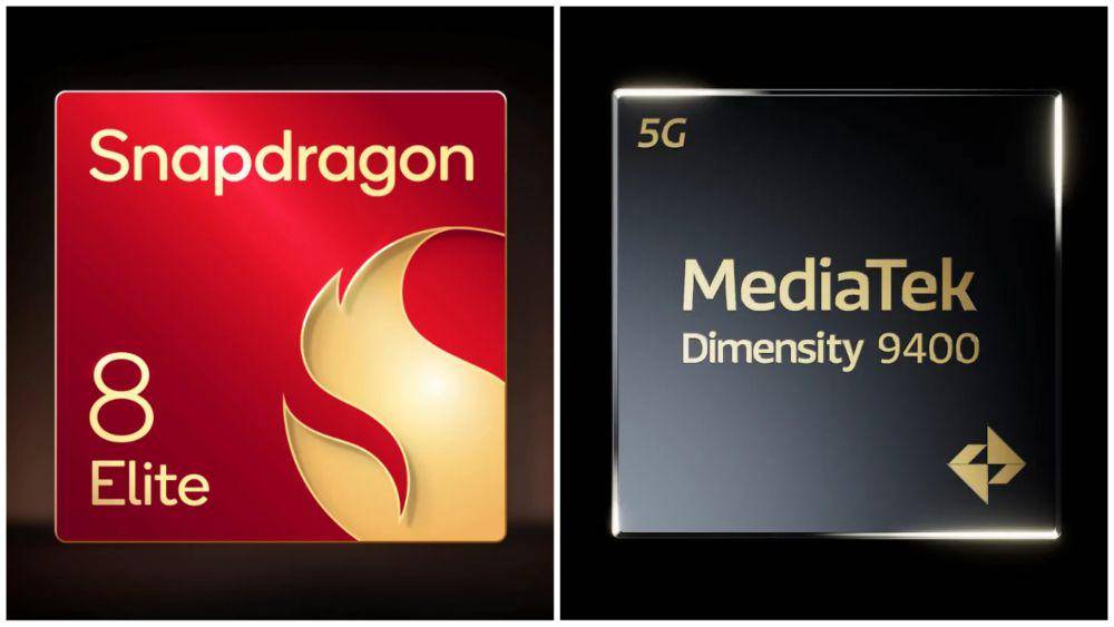 ilustrasi prosesor Qualcomm Snapdragon 8 Elite (mi.co.id) | ilustrasi prosesor MediaTek Dimensity 9400 (vivo.com)