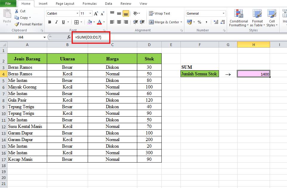 Menjumlahkan dengan rumus SUM (Idn Times/Sofi Nurhidayah)